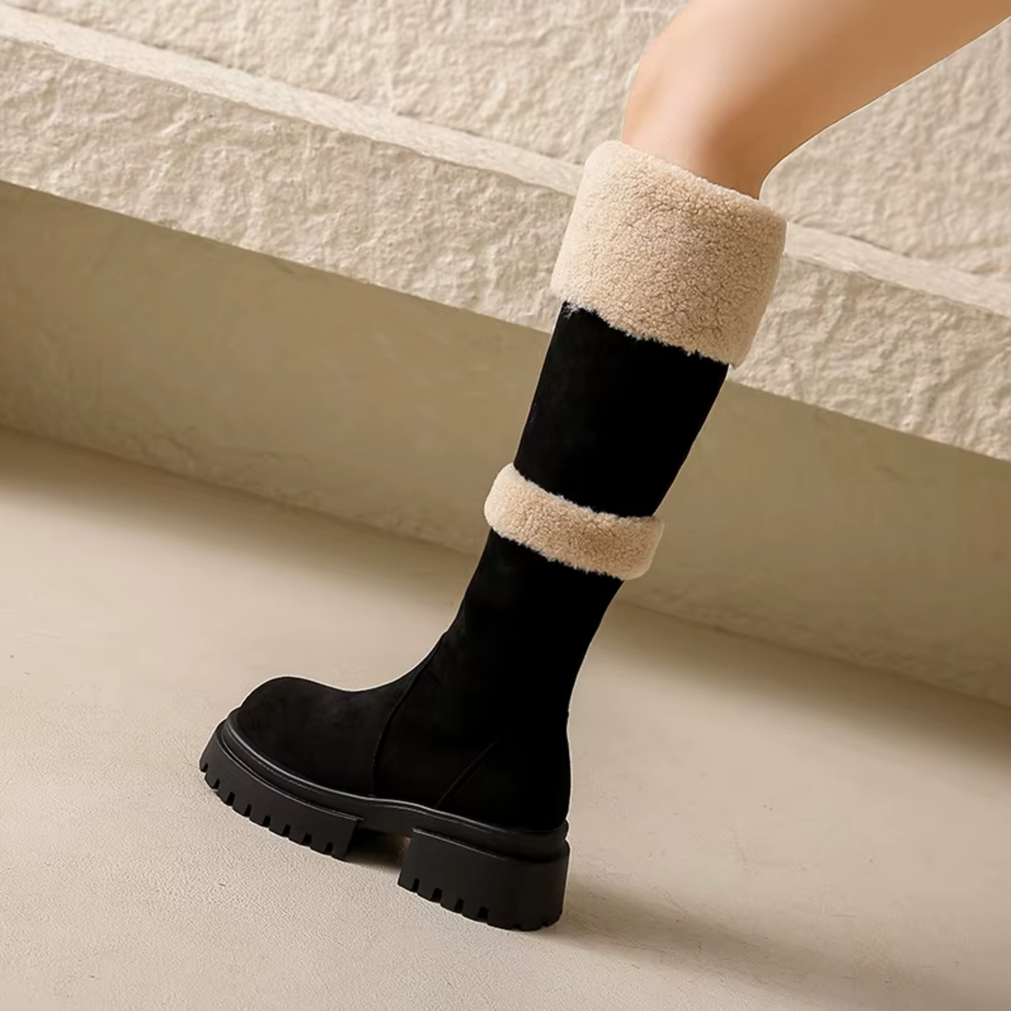 Braylee – Botas hasta la rodilla con forro de felpa