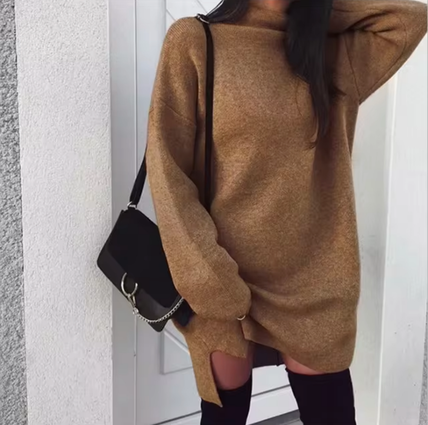 Bezy – Vestido de punto holgado con cuello vuelto