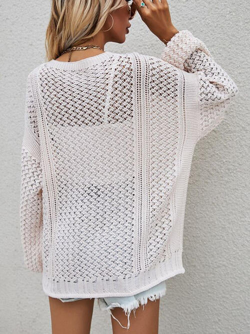 Maribel - Chaqueta suelta de ganchillo con botones delanteros