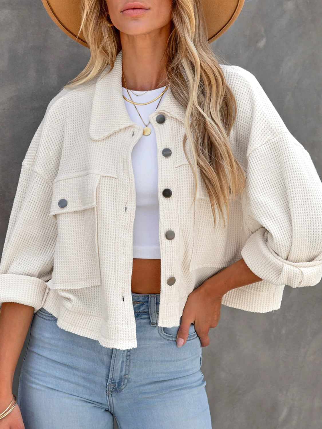 Colette - Chaqueta informal holgada con botones y manga larga