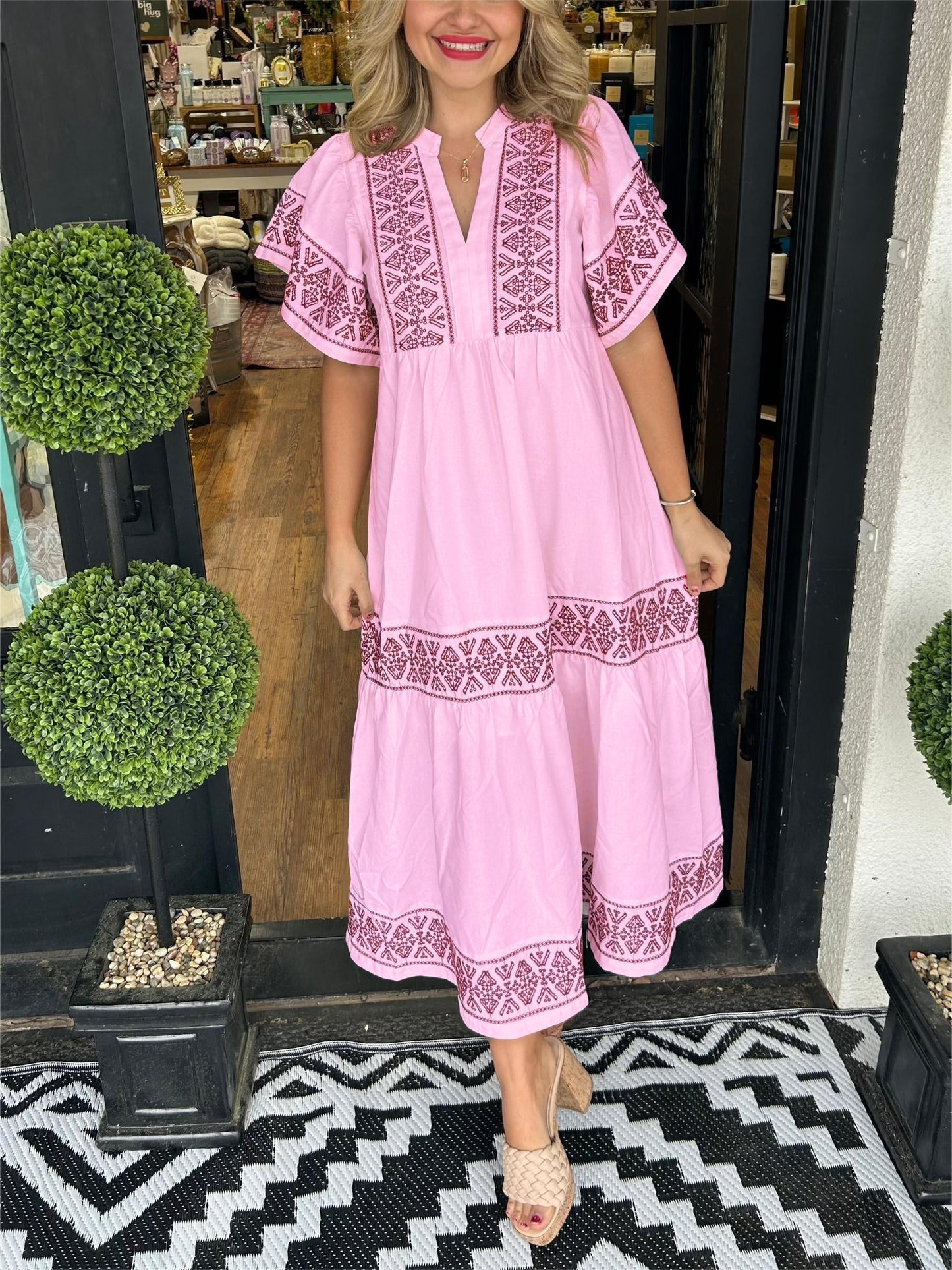 Elora - Elegante vestido de manga corta holgado y abullonado