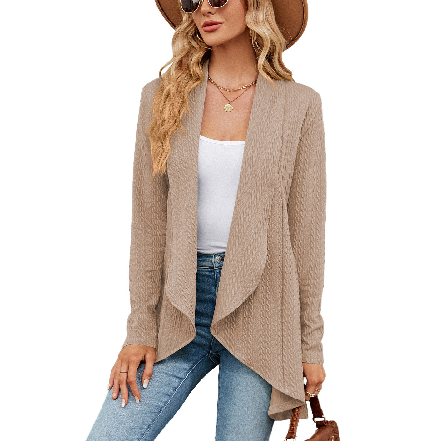 Nerina - Chaqueta de punto abierta con estilo holgado