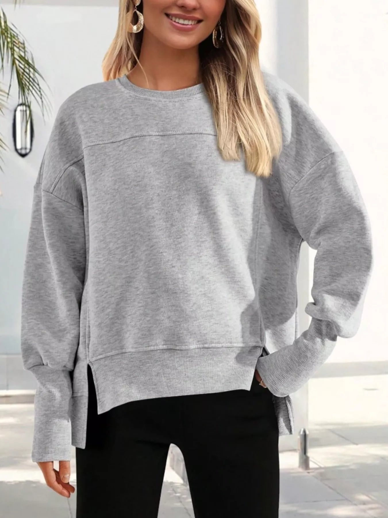 Makhaila - Jersey informal y holgado con abertura lateral