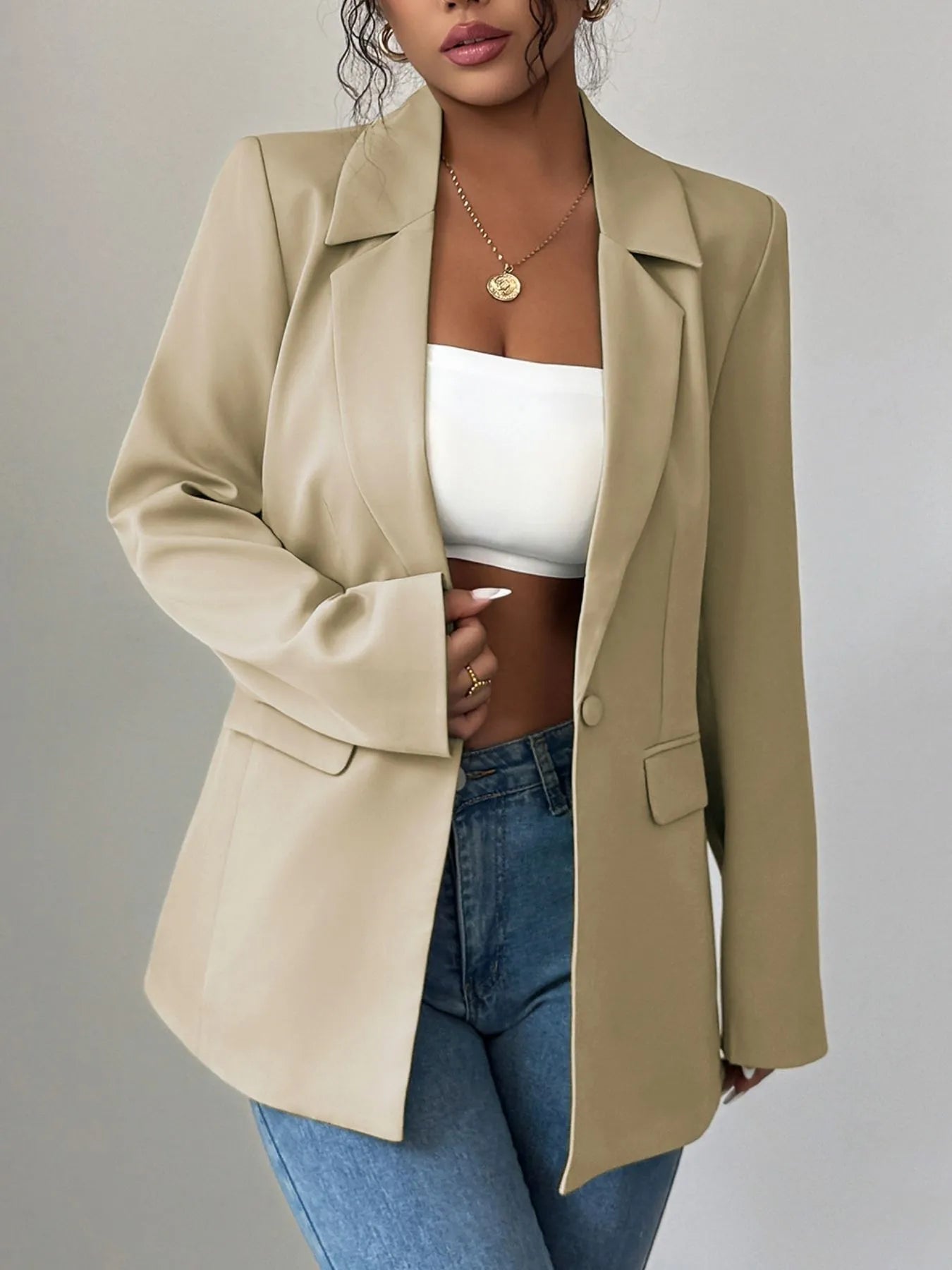 Lilibet - Elegante blazer con cuello de solapa y un botón