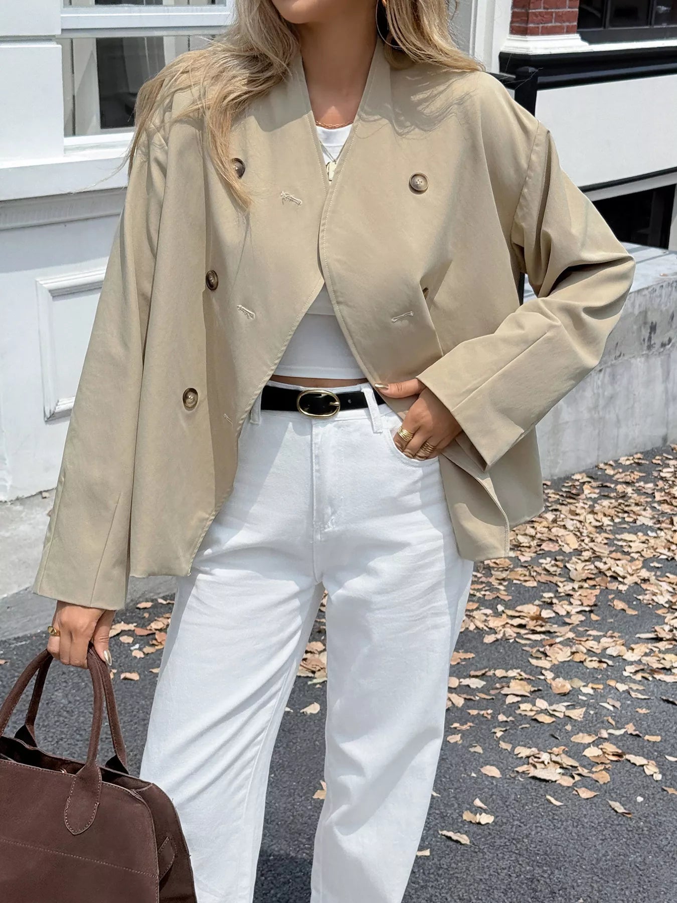 Rhoda - Elegante abrigo con botones de doble botonadura y manga larga
