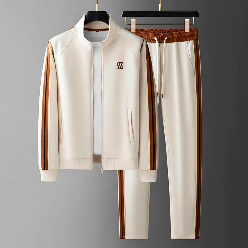 Deon - Conjunto deportivo estiloso con franjas laterales, chaqueta con cremallera y pantalón para hombre