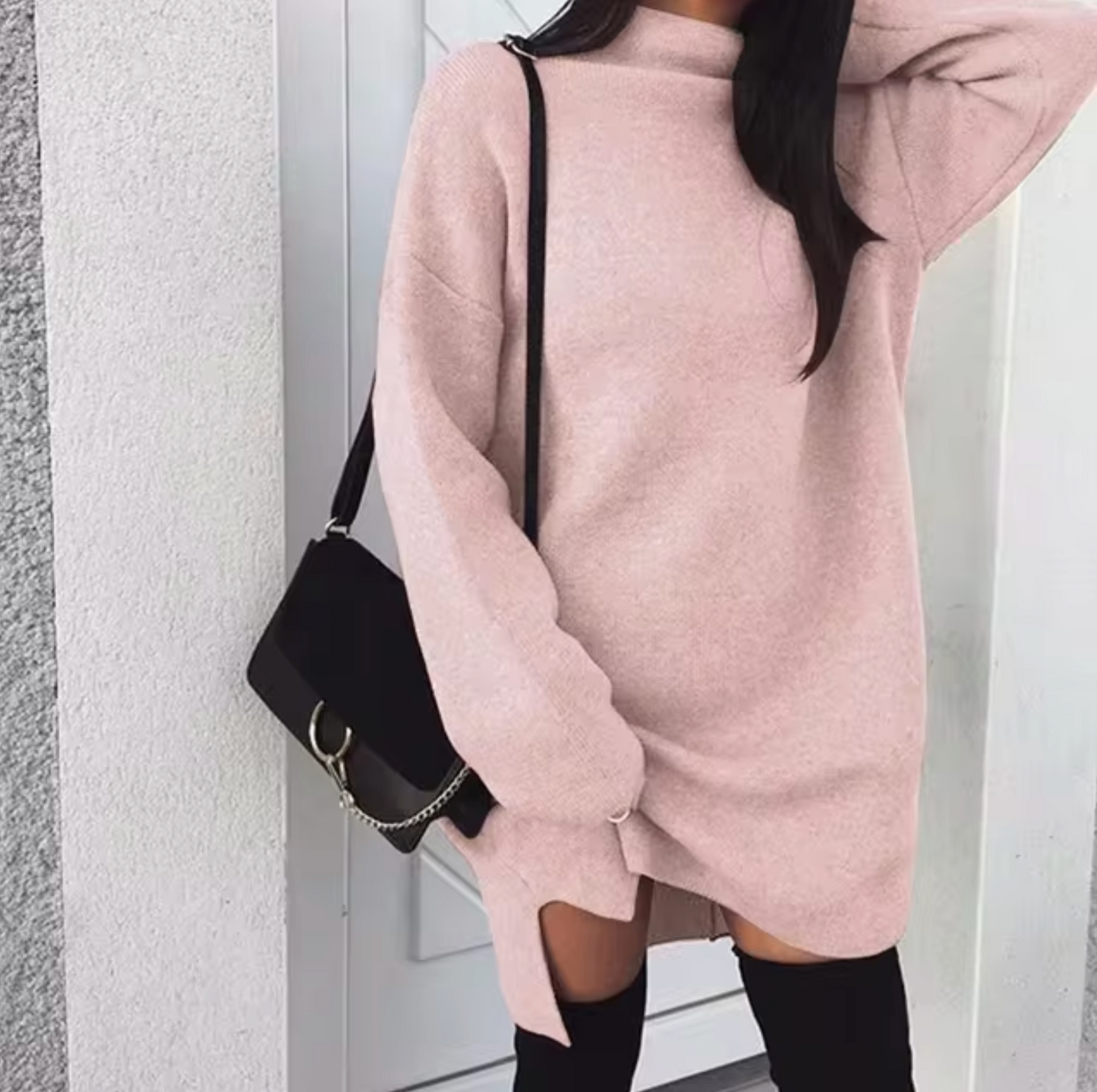 Bezy – Vestido de punto holgado con cuello vuelto