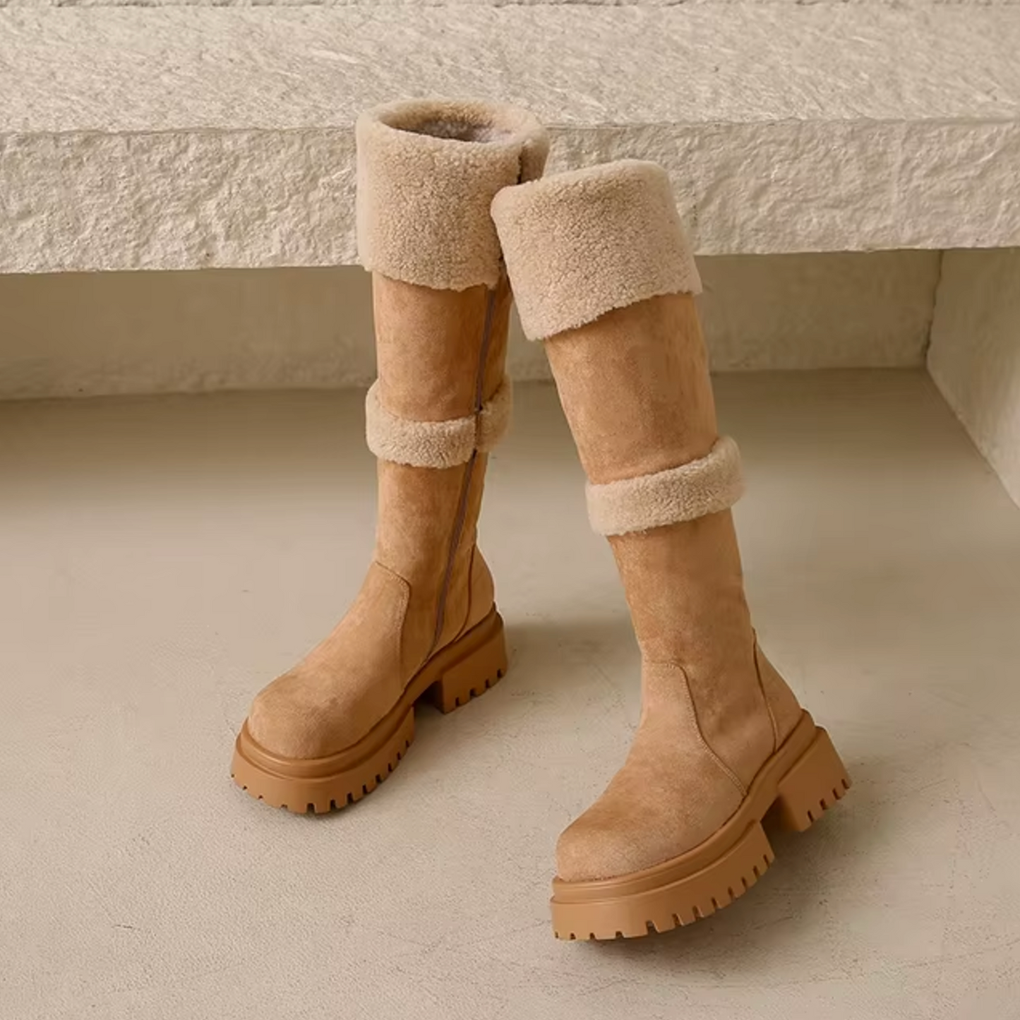 Braylee – Botas hasta la rodilla con forro de felpa