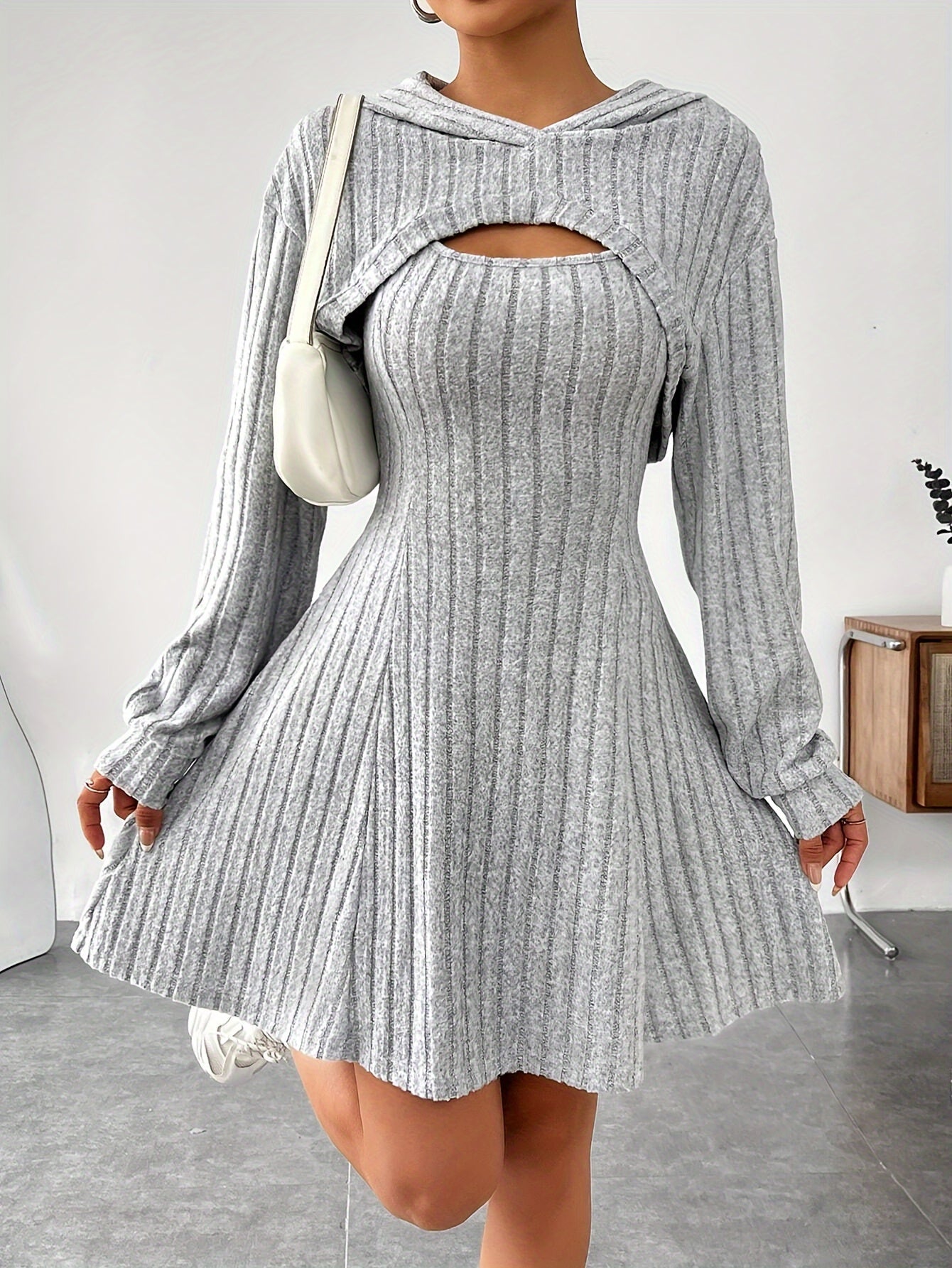 Roslyn - Elegante conjunto de vestido de dos piezas acanalado