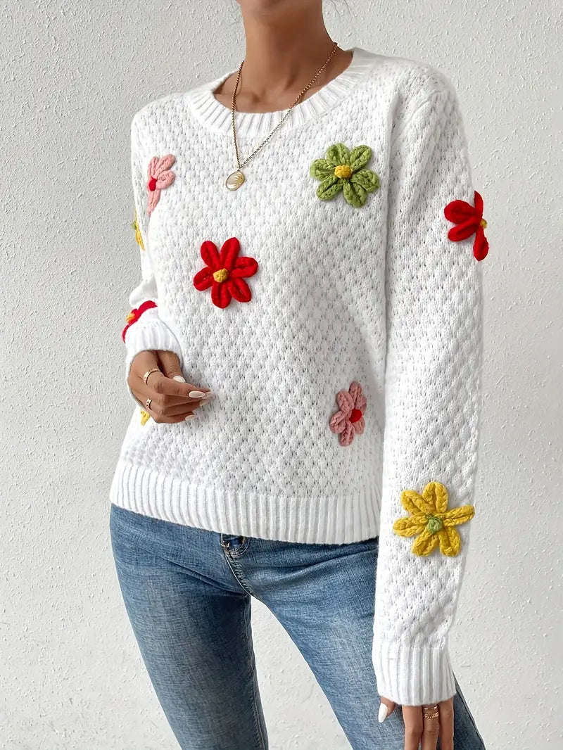 Kaadrie – Jersey de punto con bordado floral 3D