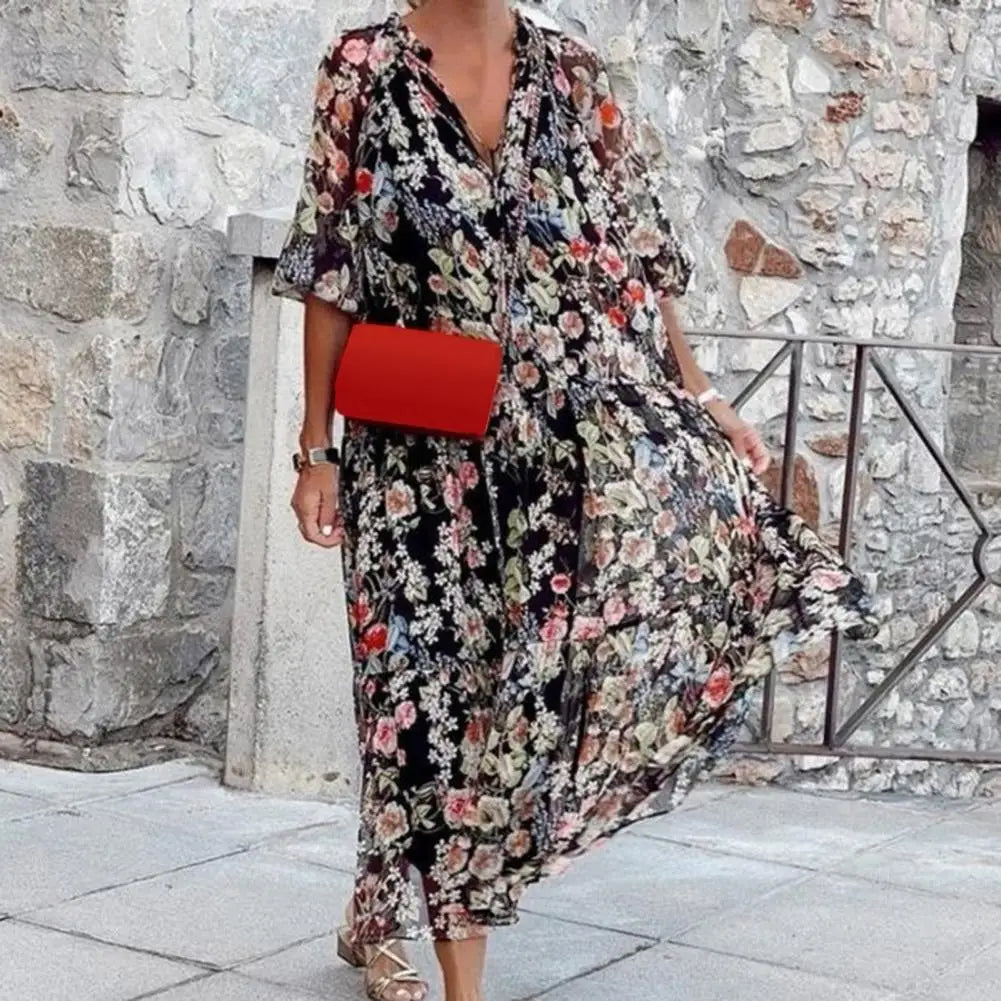 Luca - Vestido Floral Elegante de Manga Larga