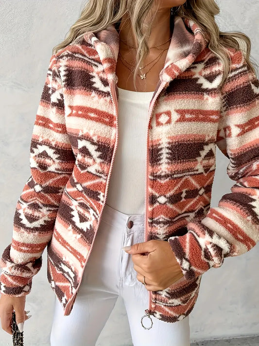 Sasha – Chaqueta tejida estampada con capucha