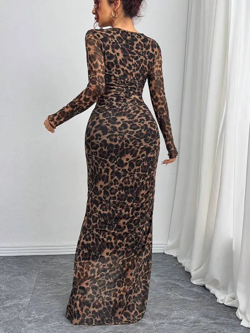 Juniper – Vestido largo elegante con estampado de leopardo