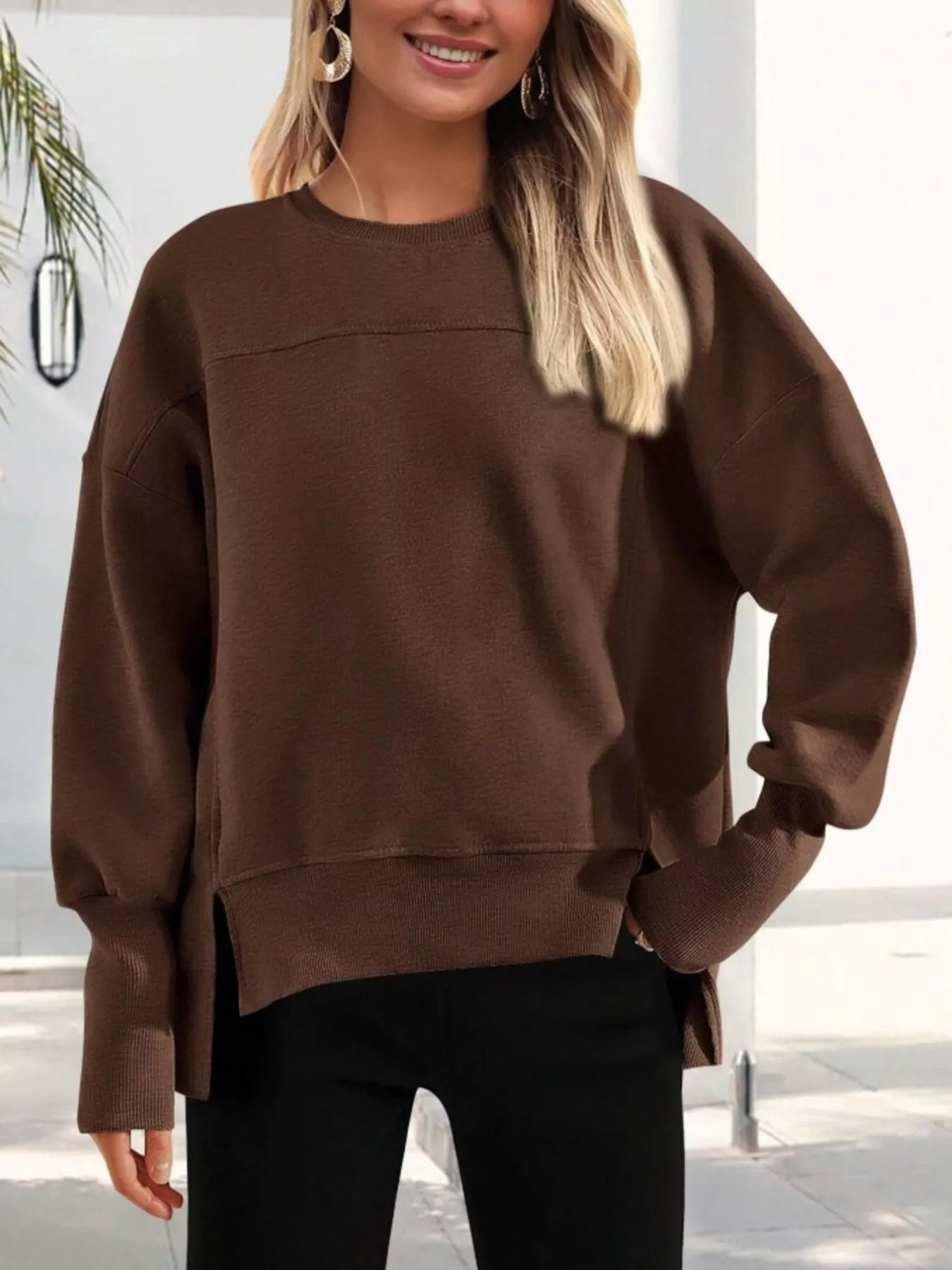 Makhaila - Jersey informal y holgado con abertura lateral