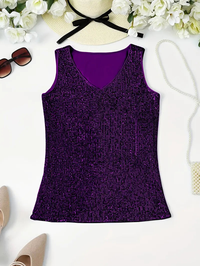Uma – Elegante top sin mangas con lentejuelas