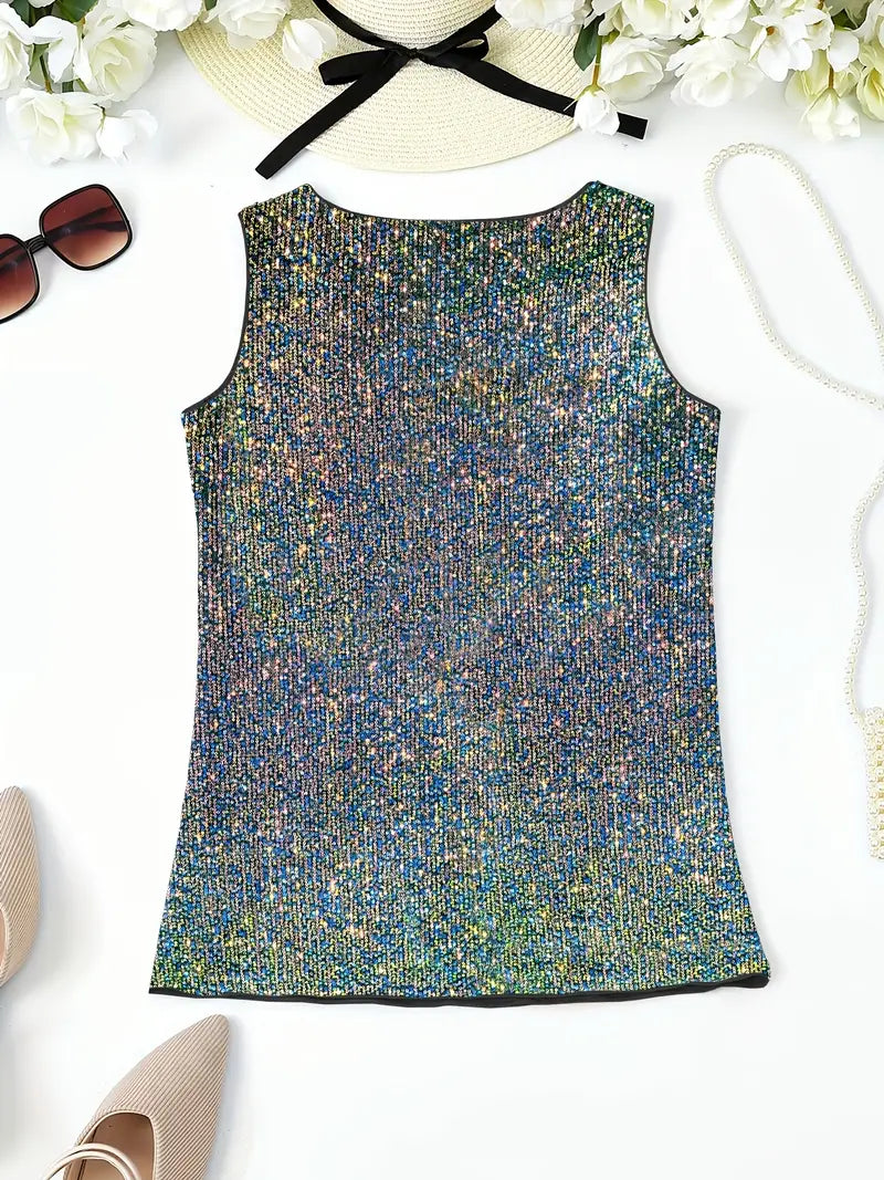 Uma – Elegante top sin mangas con lentejuelas