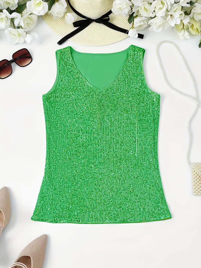 Uma – Elegante top sin mangas con lentejuelas