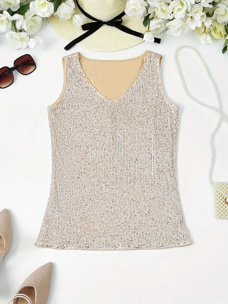 Uma – Elegante top sin mangas con lentejuelas