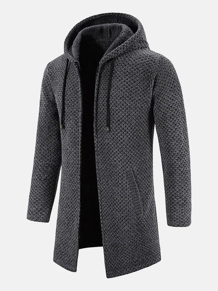 Francisco - Chaqueta polar de punto con cremallera y capucha, informal para hombre