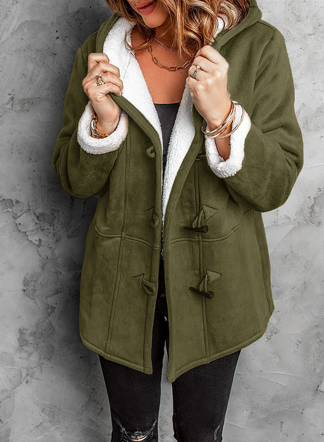 Saphira - Chaqueta informal con capucha, cálida y de felpa