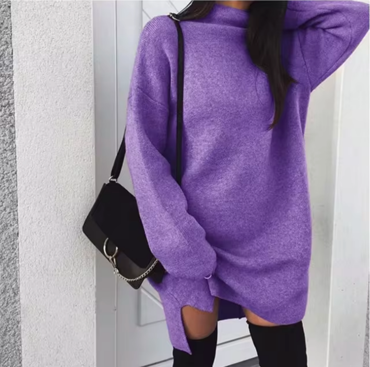 Bezy – Vestido de punto holgado con cuello vuelto