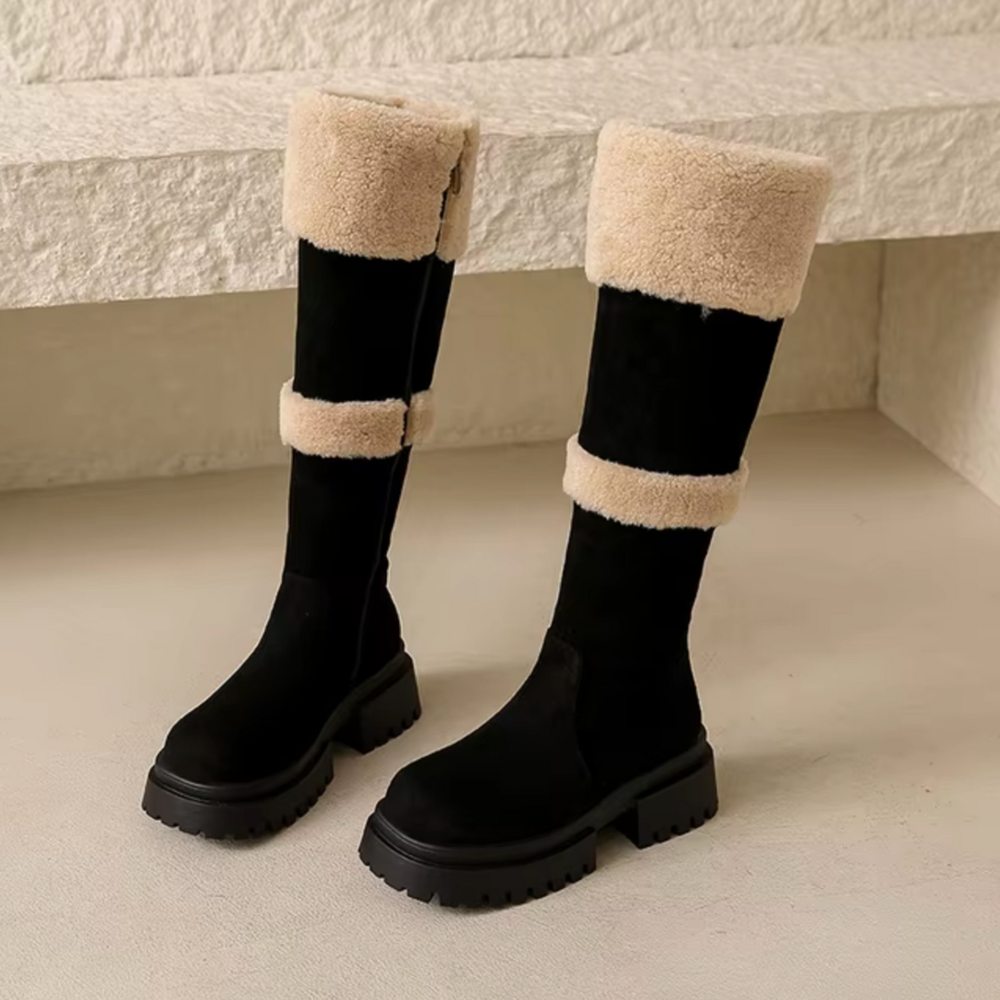 Braylee – Botas hasta la rodilla con forro de felpa