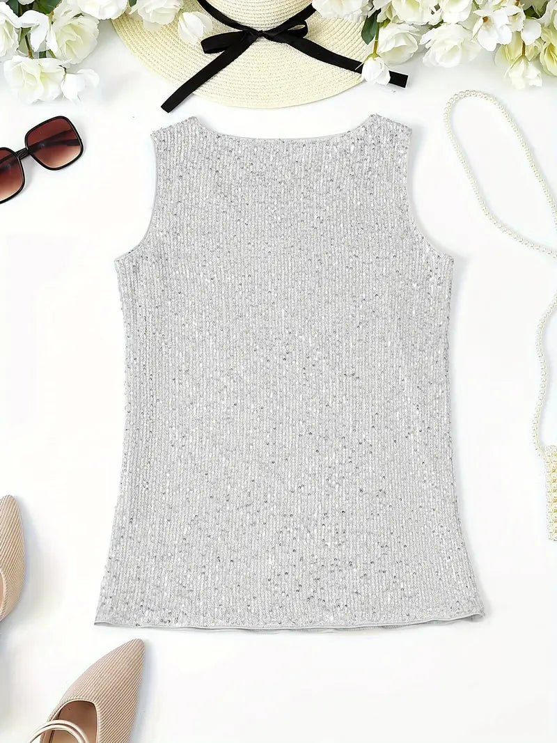 Uma – Elegante top sin mangas con lentejuelas