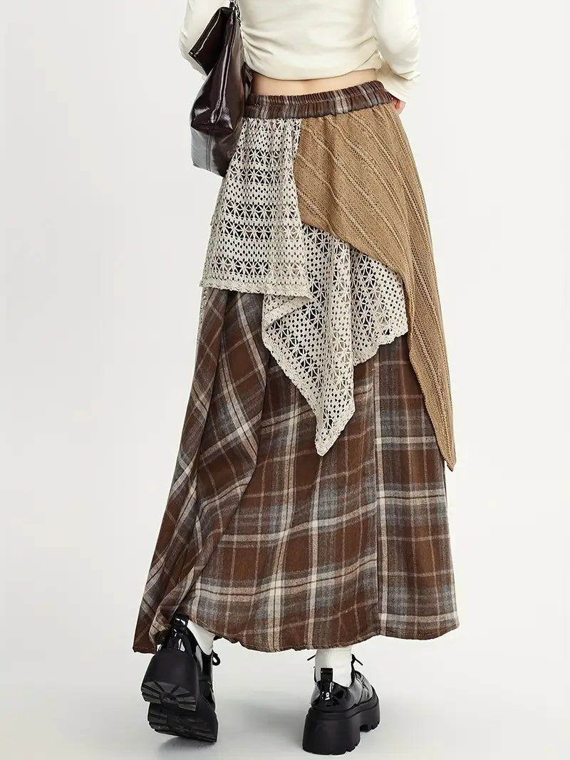 Alva – Falda larga de cuadros estilo boho