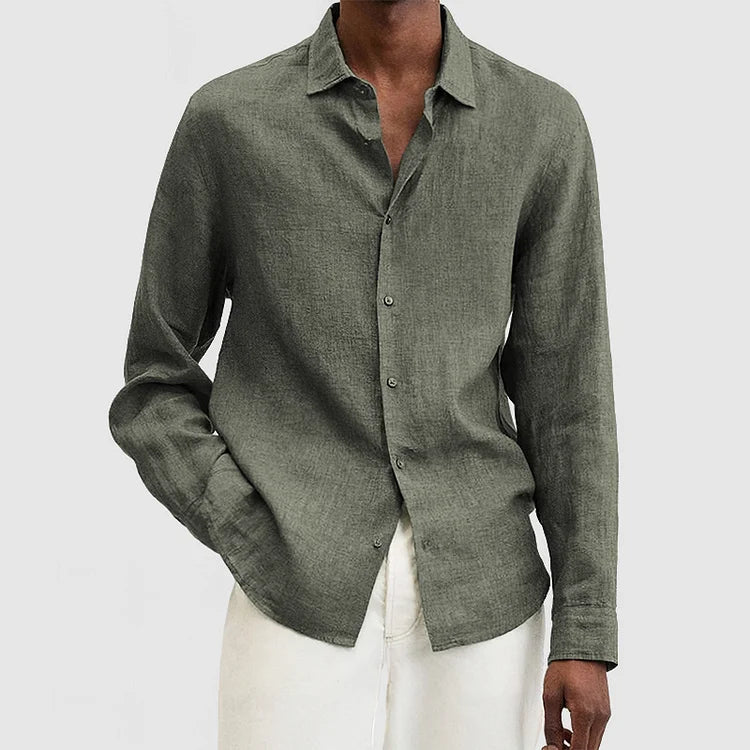 Kiefer - Camisa abotonada clásica y cómoda de manga larga
