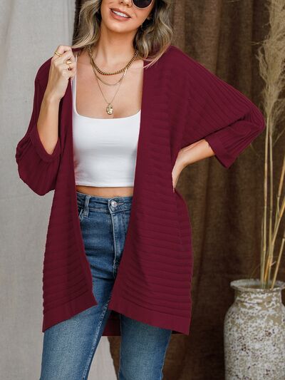 Raquel - Chaqueta informal de punto a rayas con parte delantera abierta