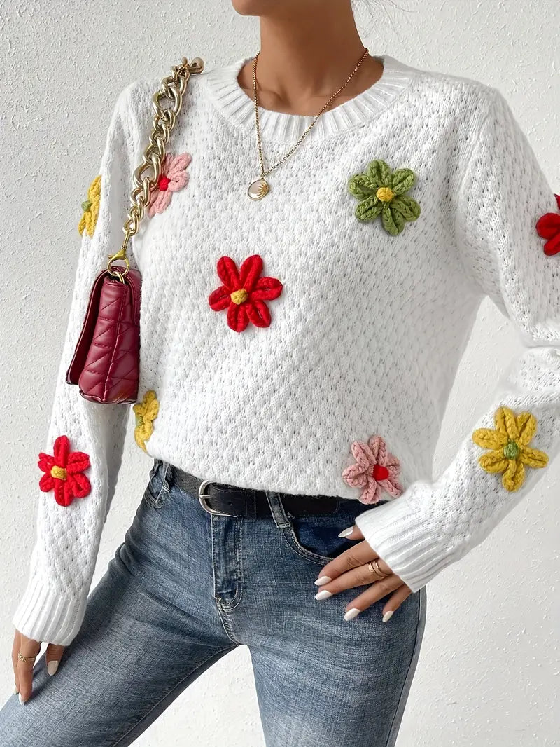 Kaadrie – Jersey de punto con bordado floral 3D