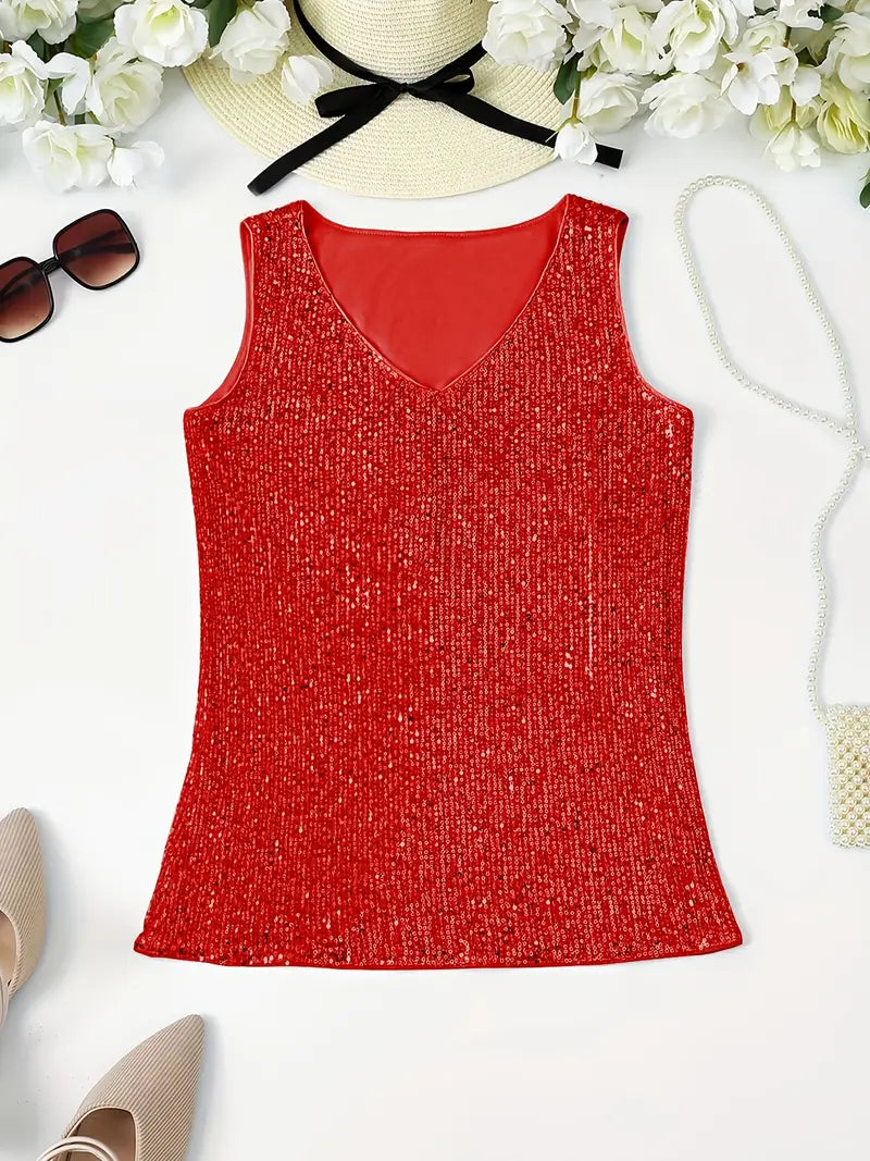 Uma – Elegante top sin mangas con lentejuelas