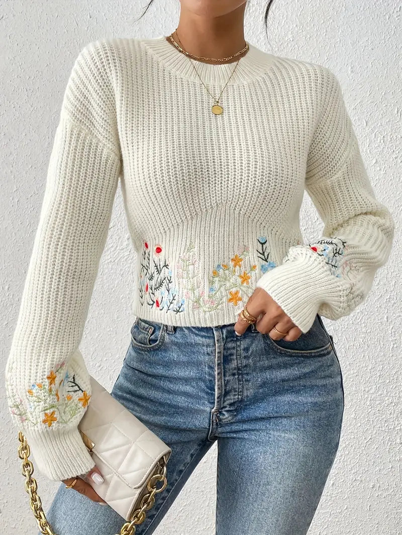Leyla – Jersey de punto con bordado floral