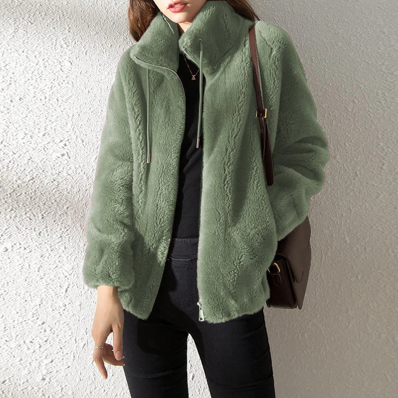 Lannie - Chaqueta informal de felpa cálida con cremallera