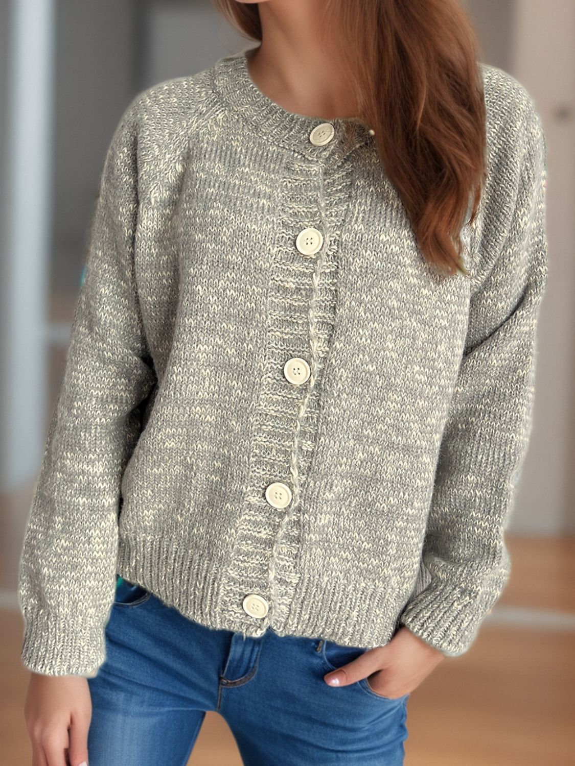 Callie - Elegante cárdigan de manga larga con botones de brezo