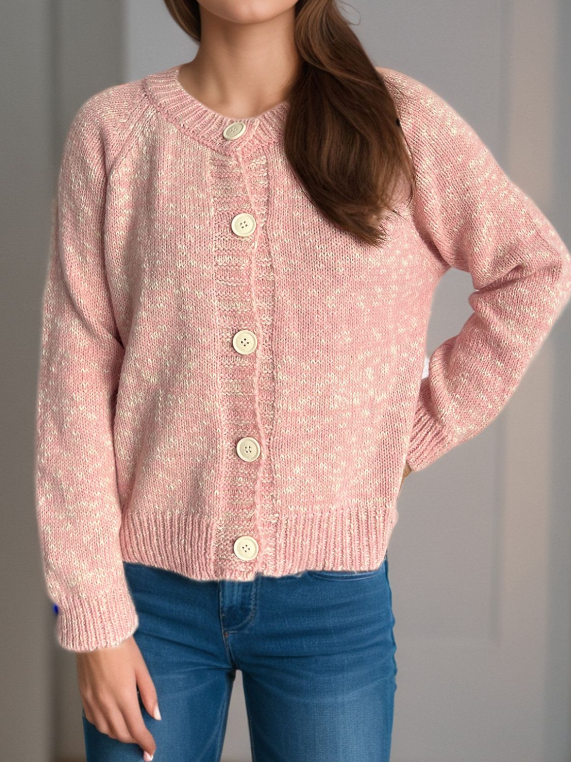 Callie - Elegante cárdigan de manga larga con botones de brezo