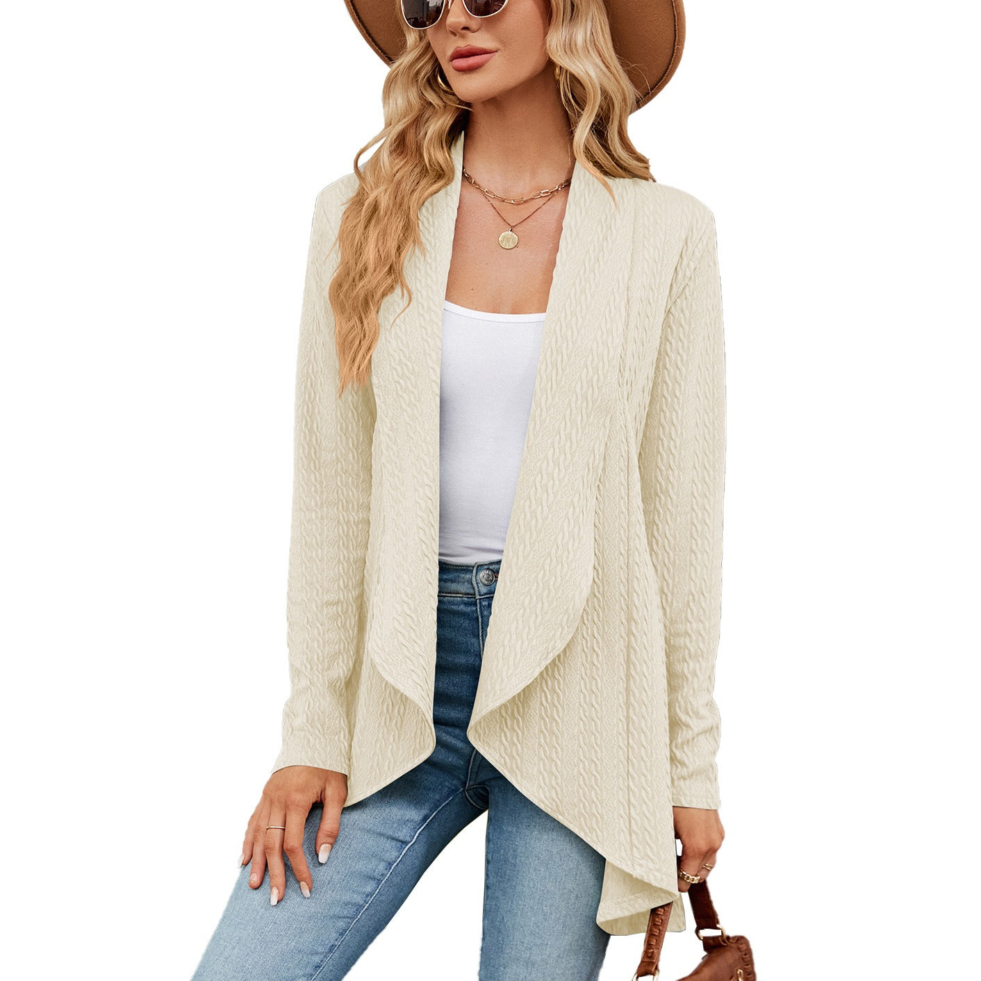 Nerina - Chaqueta de punto abierta con estilo holgado