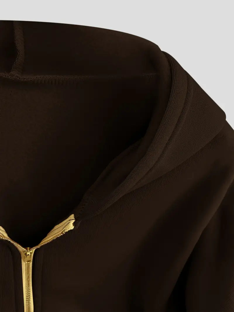 Scarlet – Sudadera corta con capucha de algodón con cremallera