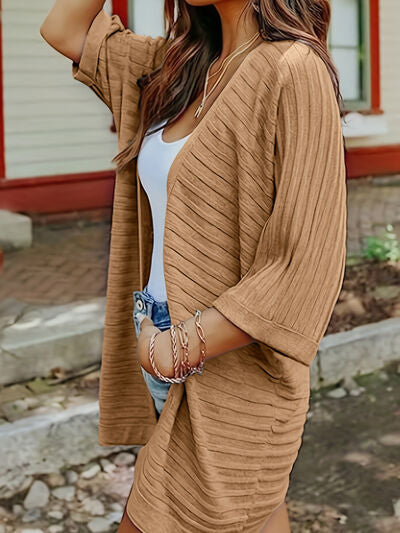 Raquel - Chaqueta informal de punto a rayas con parte delantera abierta