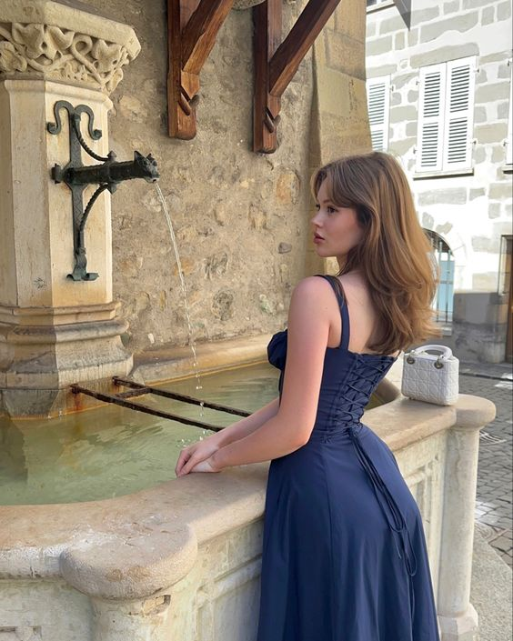 Sophie - Vestido midi largo azul elegante