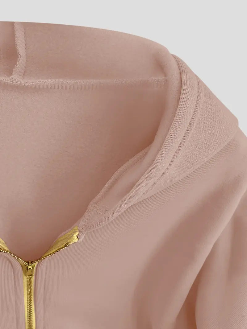 Scarlet – Sudadera corta con capucha de algodón con cremallera