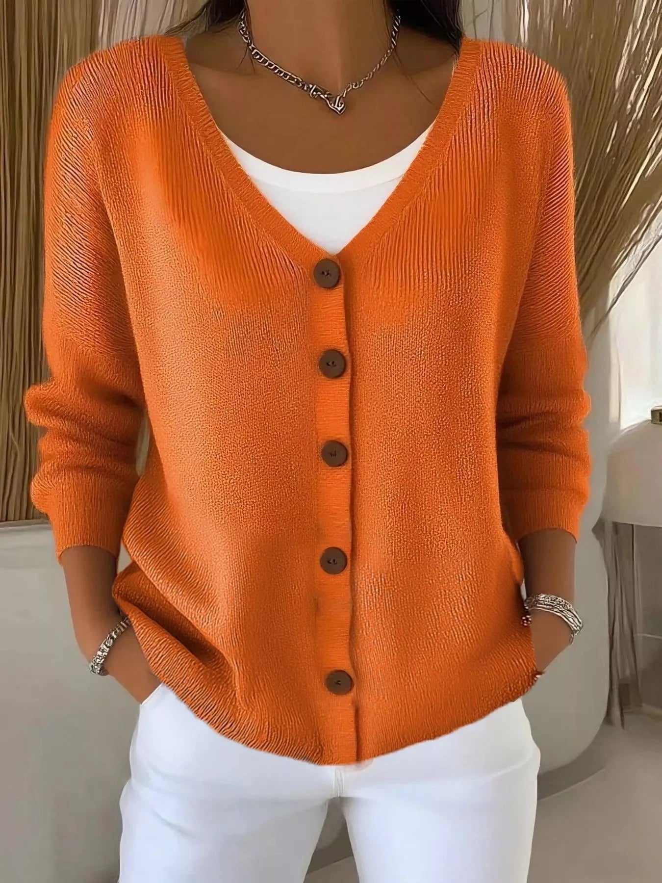 Adara - Elegante cárdigan con botones en la parte delantera y cuello en V