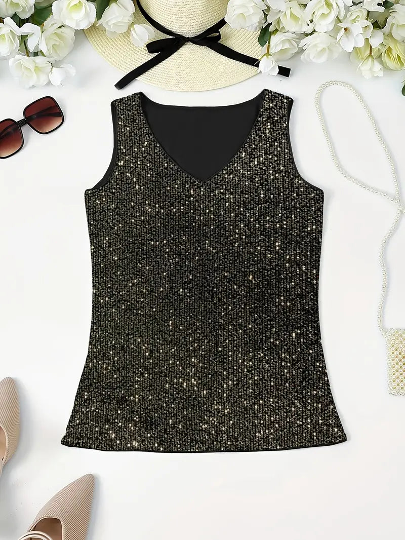 Uma – Elegante top sin mangas con lentejuelas