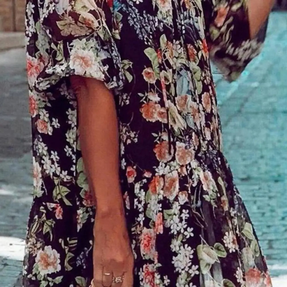Luca - Vestido Floral Elegante de Manga Larga