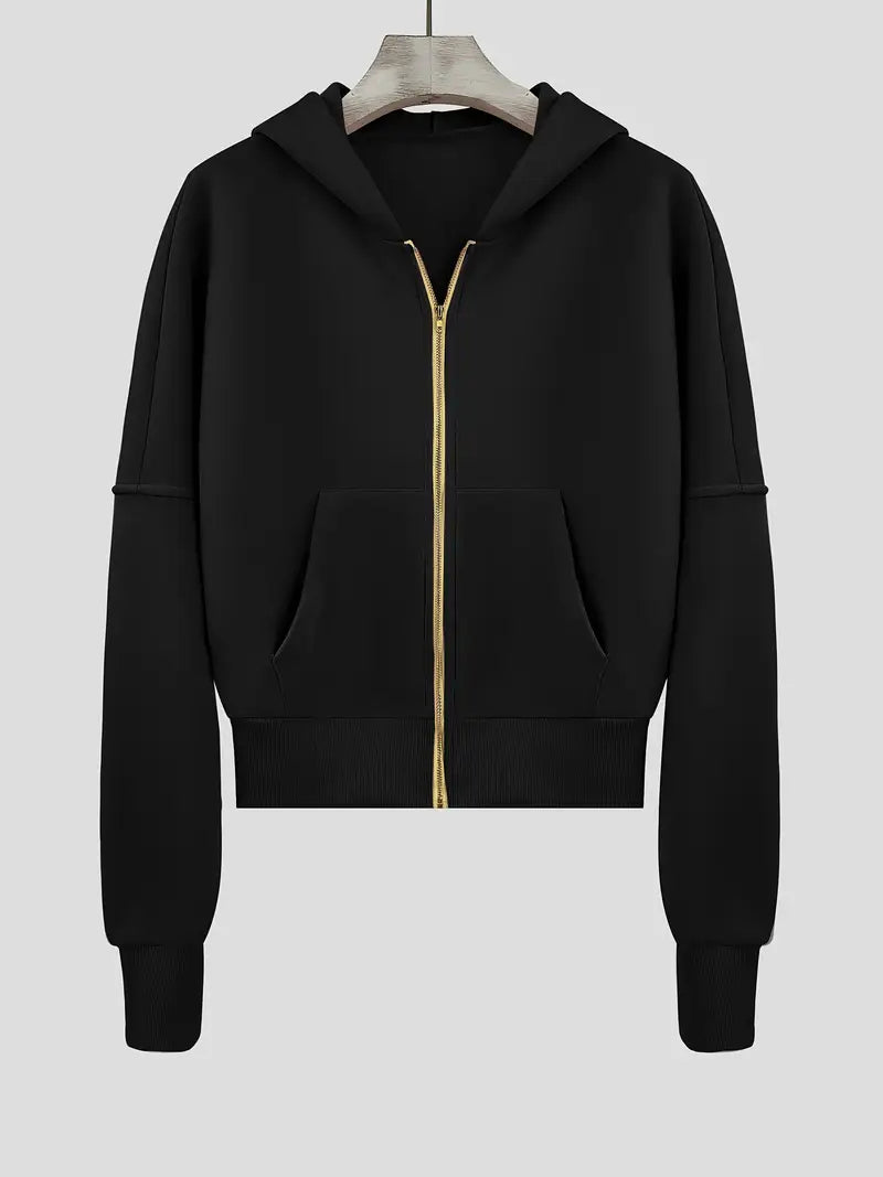 Scarlet – Sudadera corta con capucha de algodón con cremallera