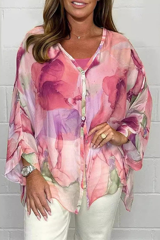 Zia - Blusa colorida de manga larga y estilo holgado