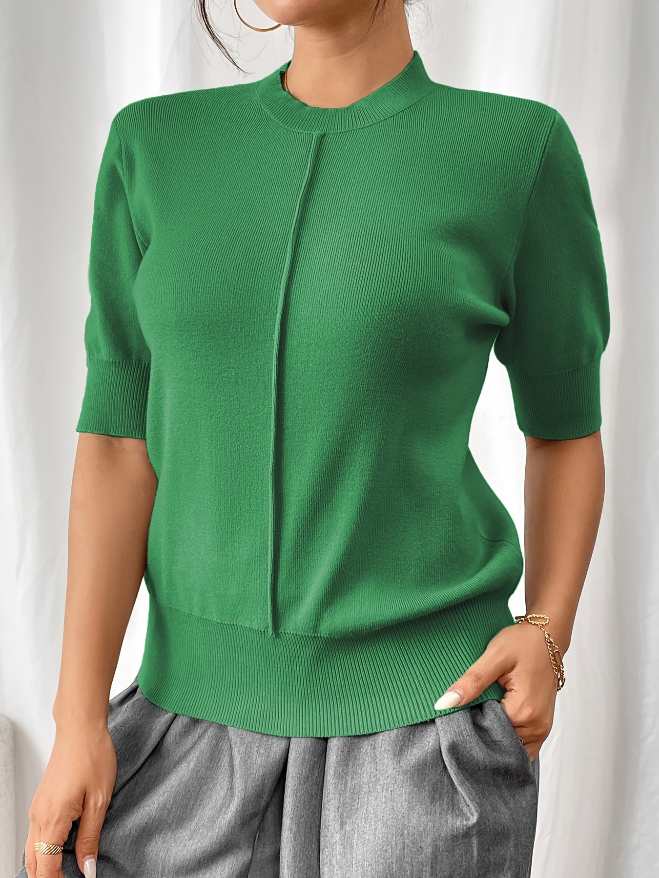 Shantel - Elegante camisa de punto con cuello mao