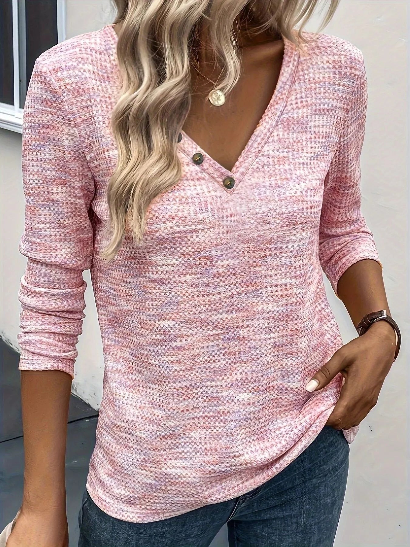 Adrianna - Elegante sudadera de manga larga con cuello en V