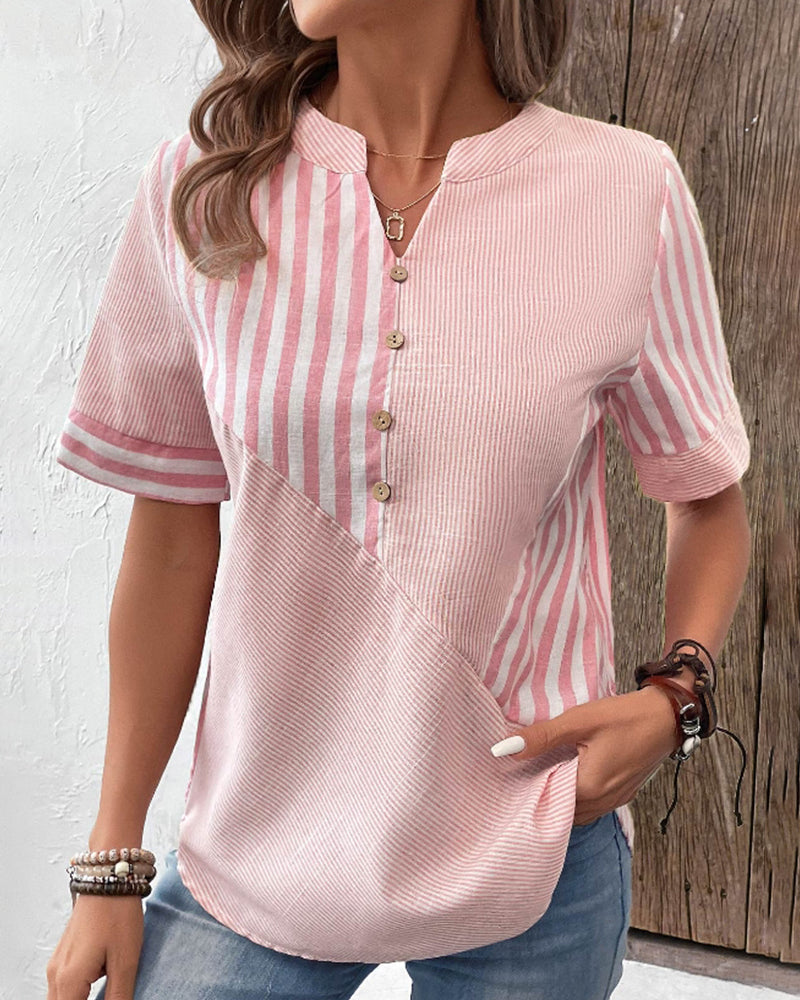 Eunice - Blusa chic a rayas de manga corta