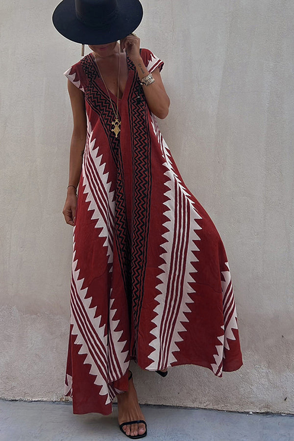Ana - Vestido maxi estampado etnico elegante